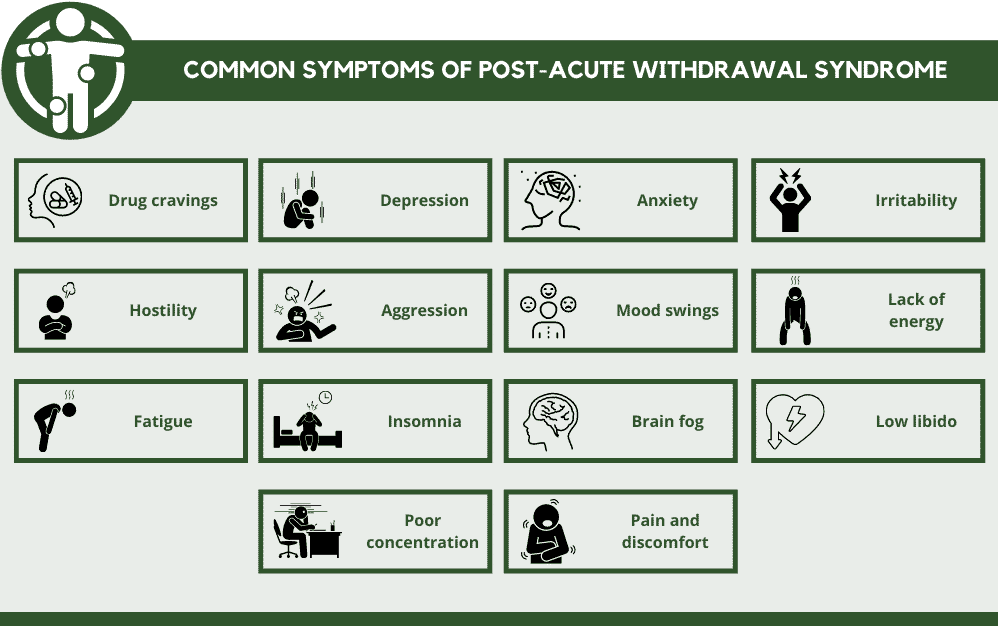 Common symptoms of Post-acute withdrawal syndrome