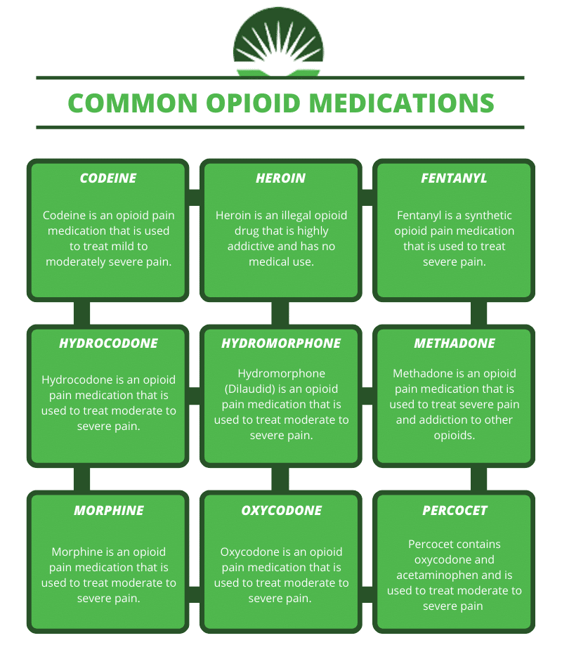 common opioid medications infographic
